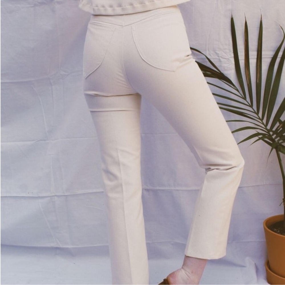 Lykke Wullf Perfected Ranch Pants High Rise Straight Leg in Canvas Cream - Picture 2 of 11